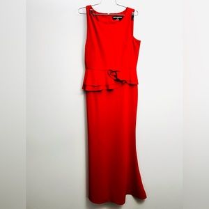 Karl Lagerfeld Red Gown with Peplum and Rosette